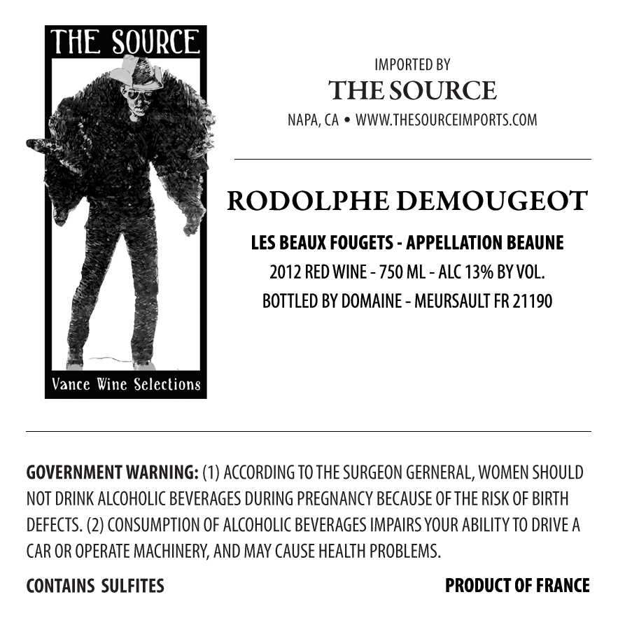 TABC label artwork for Demougeot, Beaune "Les Beaux Fougets" rouge