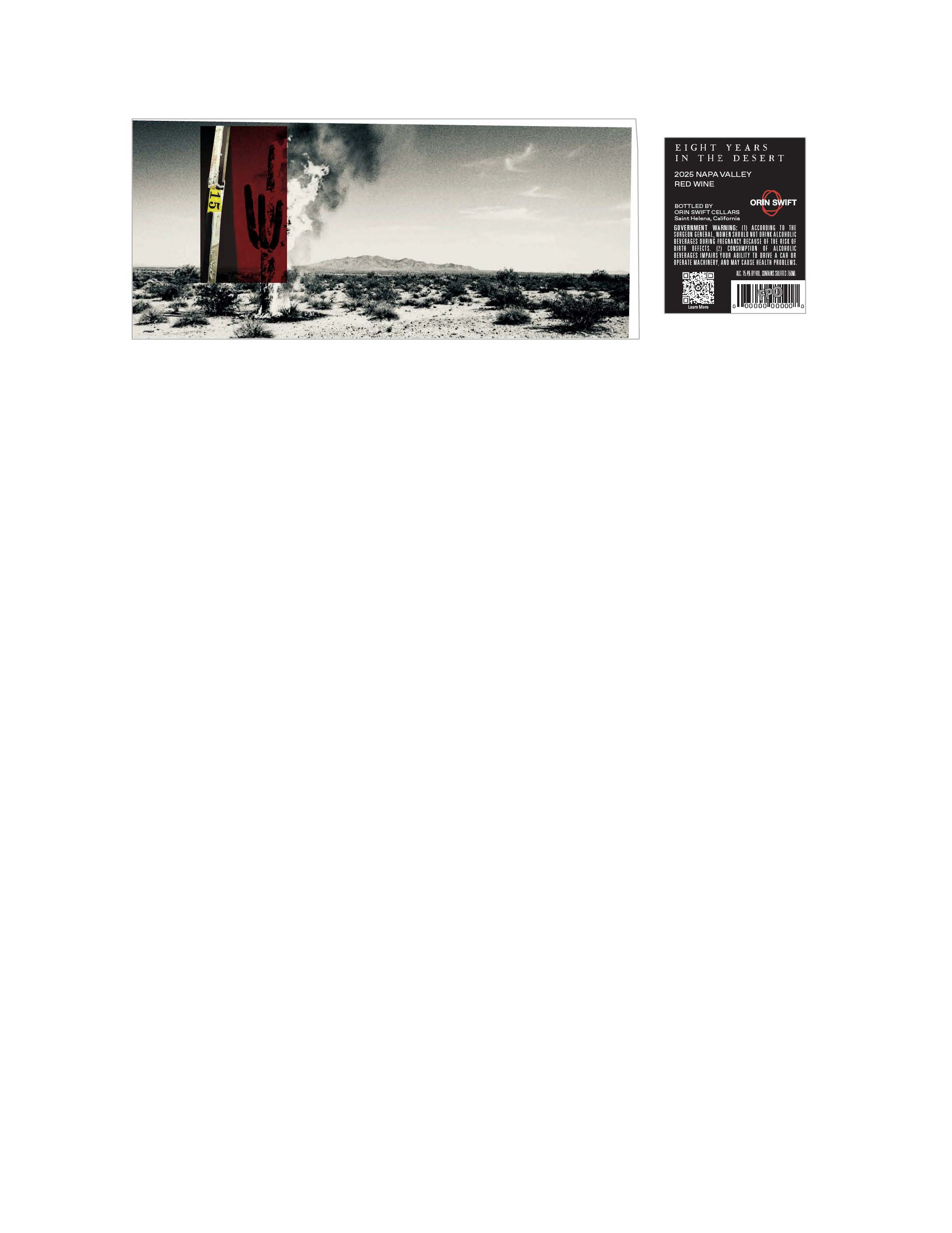 TABC label artwork for Eight Years In the Desert Napa Valley Red