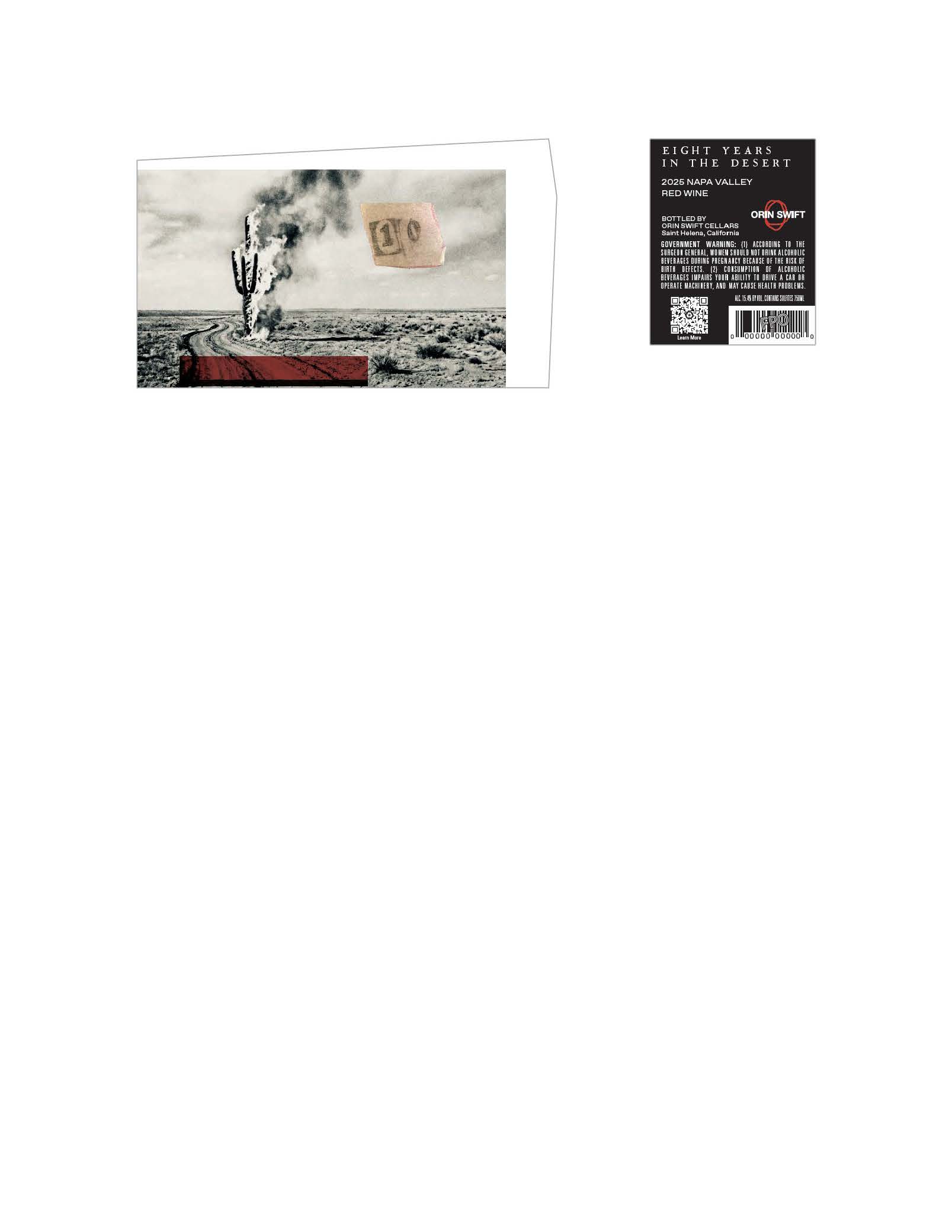 TABC label artwork for Eight Years In the Desert Napa Valley
