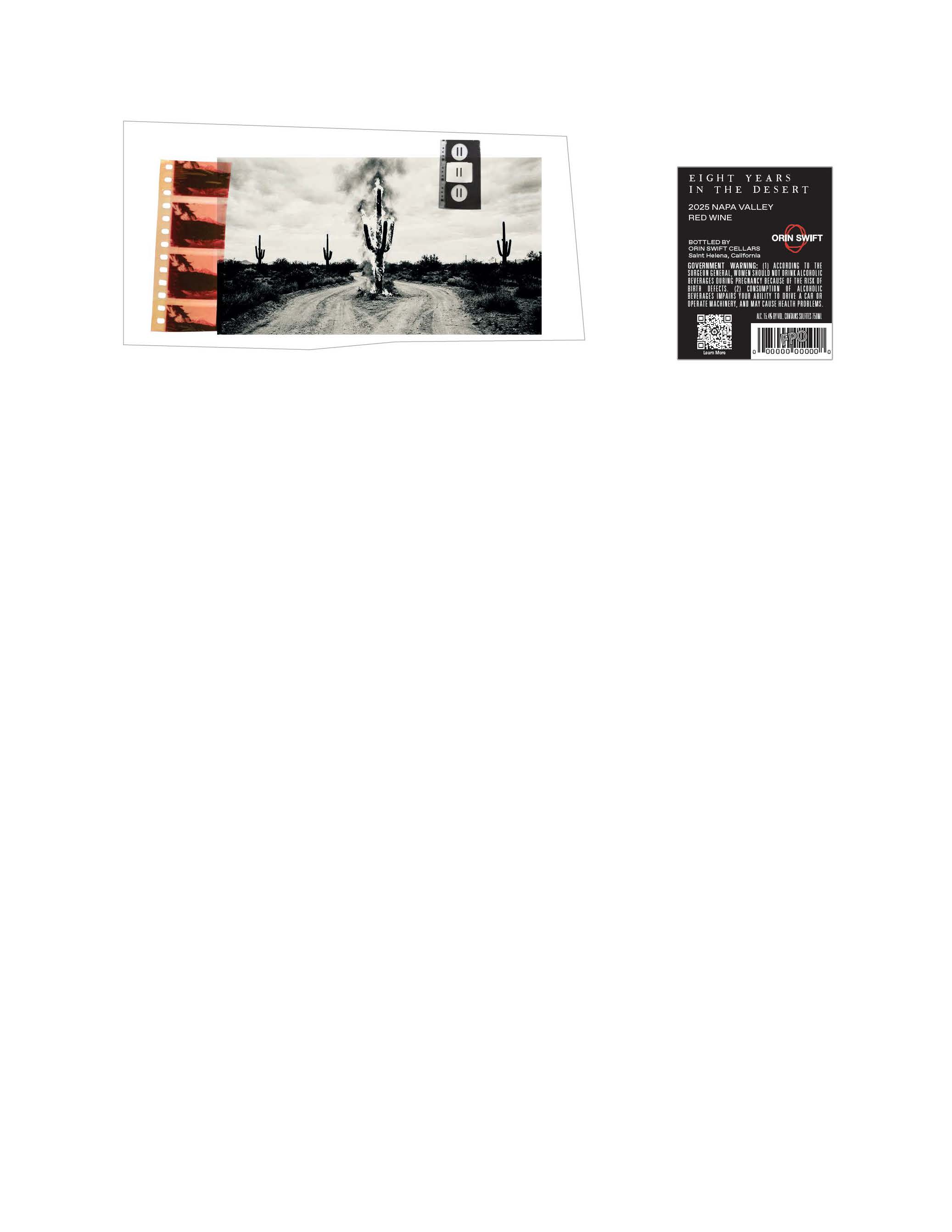 TABC label artwork for Eight Years In the Desert Napa Valley