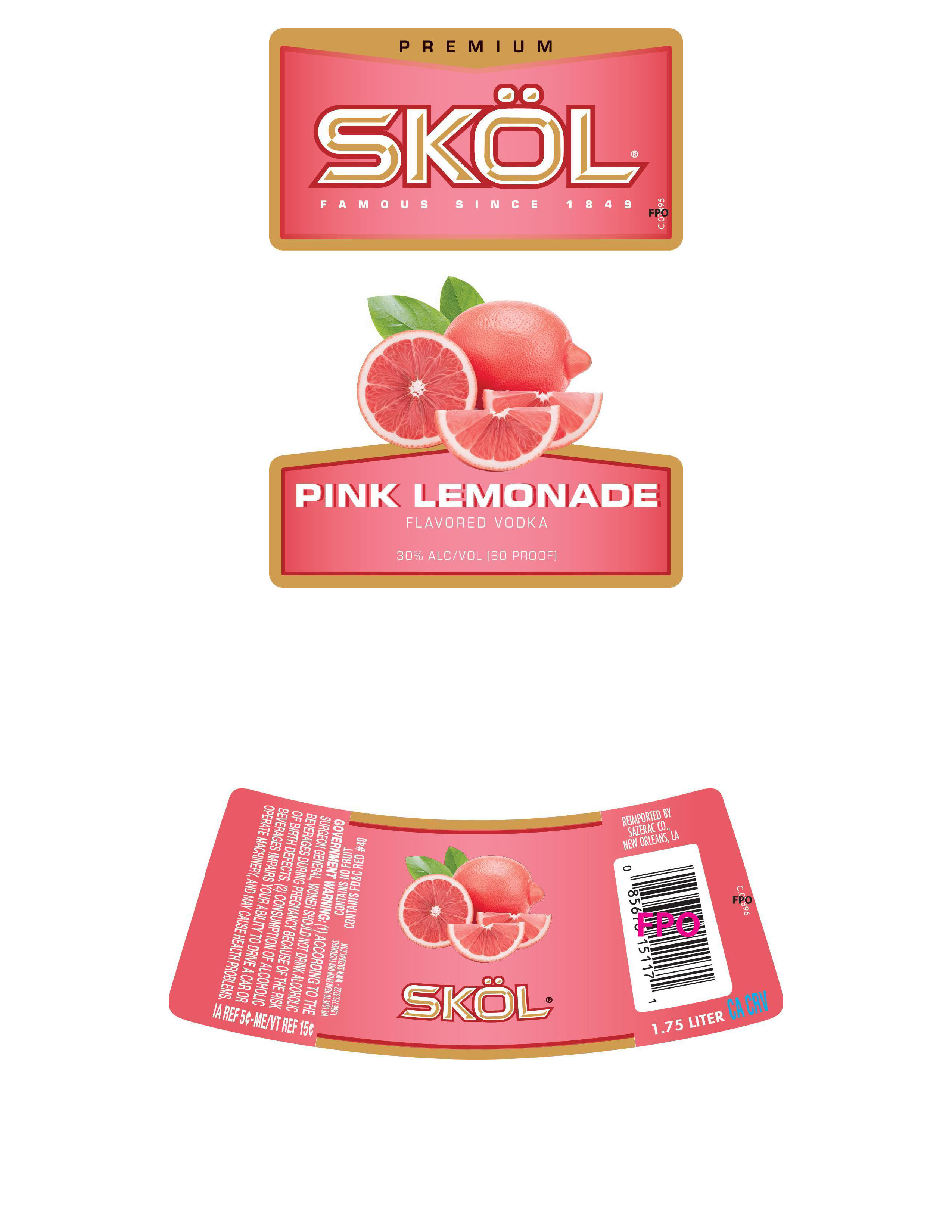 TABC label artwork for SKOL Pink Lemonade Vodka