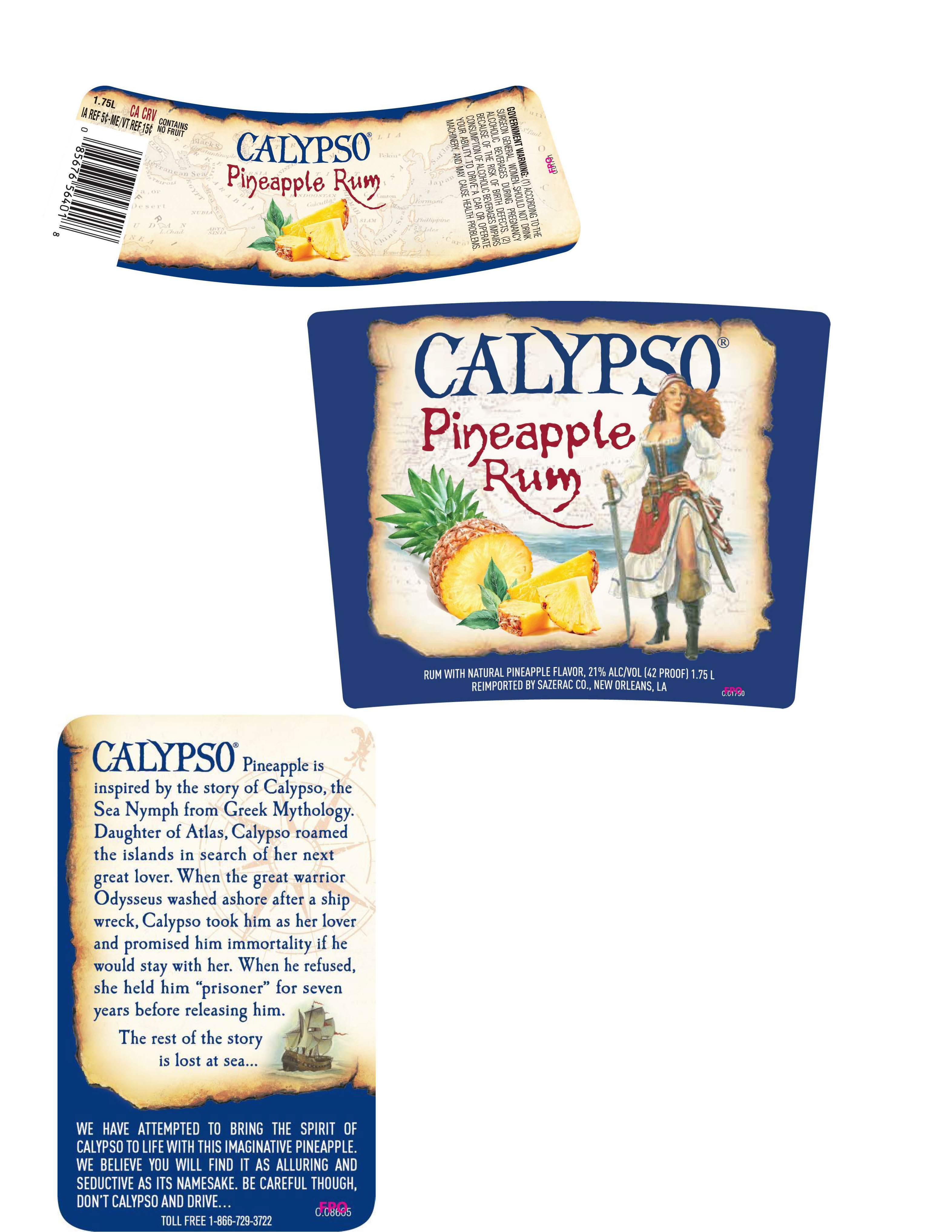 TABC label artwork for Calypso Pinapple Rum
