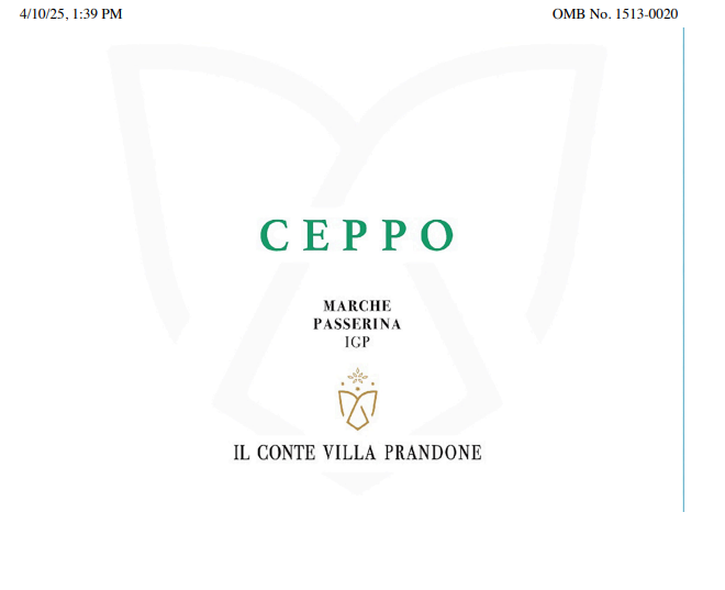 TABC label artwork for IL CONTE VILLA PRANDONE