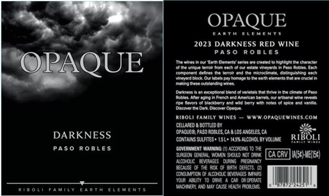 TABC label artwork for OPAQUE   RED BLEND  DARKNESS