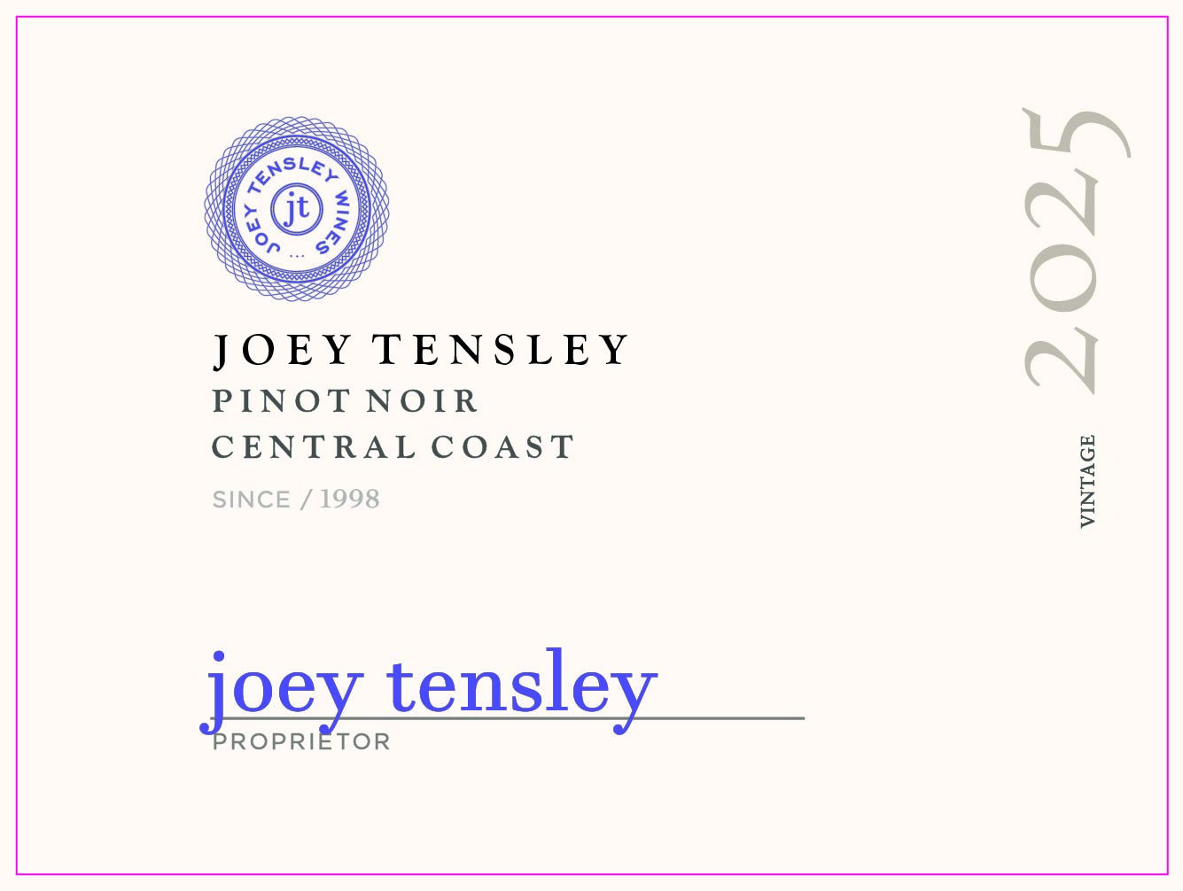 TABC label artwork for Joey Tensley Pinot Noir Central Coast