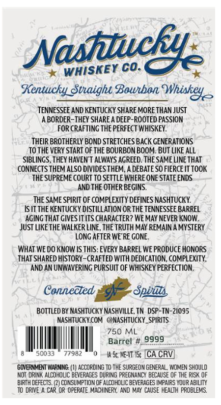 TABC label artwork for NASHTUCKY WHISKEY CO. KENTUCKY STRAIGHT BOURBON WHISKEY