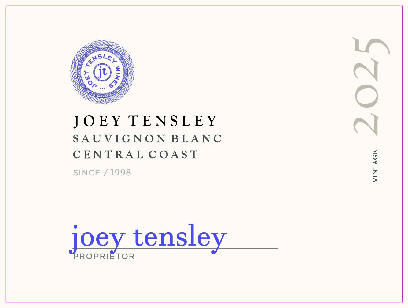 TABC label artwork for Joey Tensley Sauvignon Blanc Central Coast