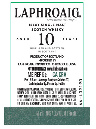 TABC label artwork for Laphroaig 10yr SMSW