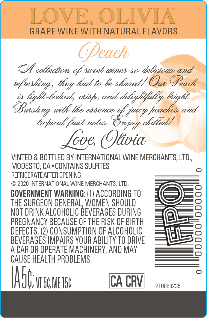 TABC label artwork for Love, Olivia Peach