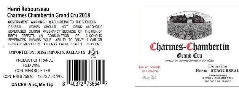TABC label artwork for HENRI REBOURSEAU CHARMES CHAMBERTIN GRAND CRU