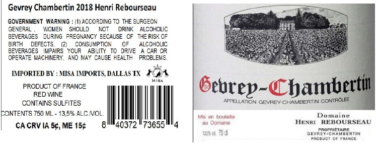 TABC label artwork for HENRI REBOURSEAU GEVREY CHAMBERTIN