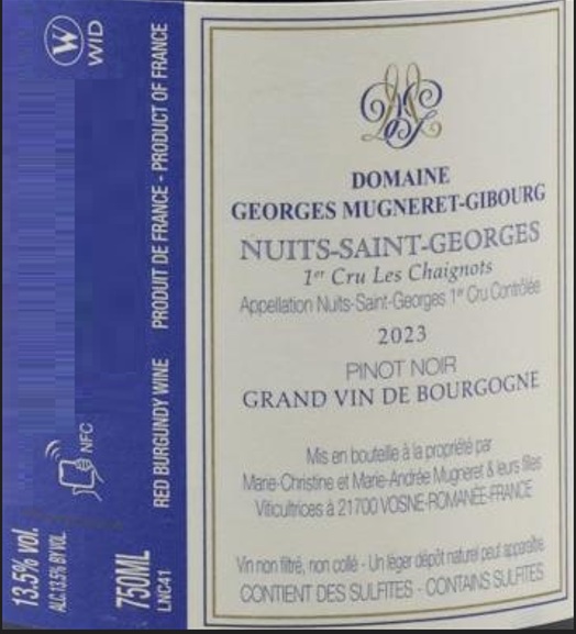 TABC label artwork for DOMAINE GEORGES MUGNERET-GIBOURG LES CHAIGNOTS