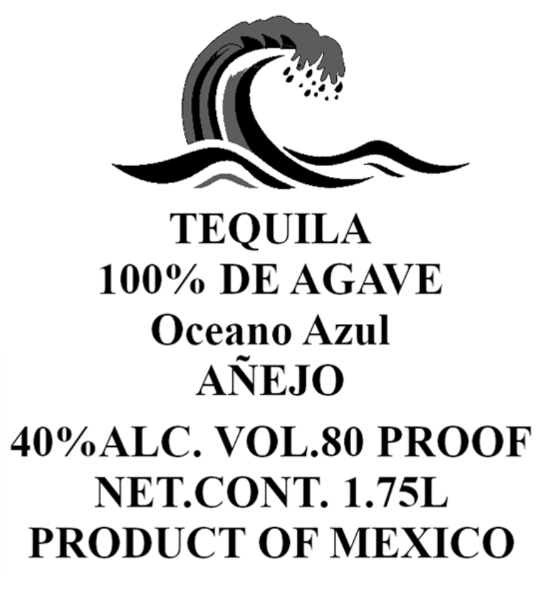 TABC label artwork for Ocean Azul Anejo Tequila - Lion & Tiger Editions