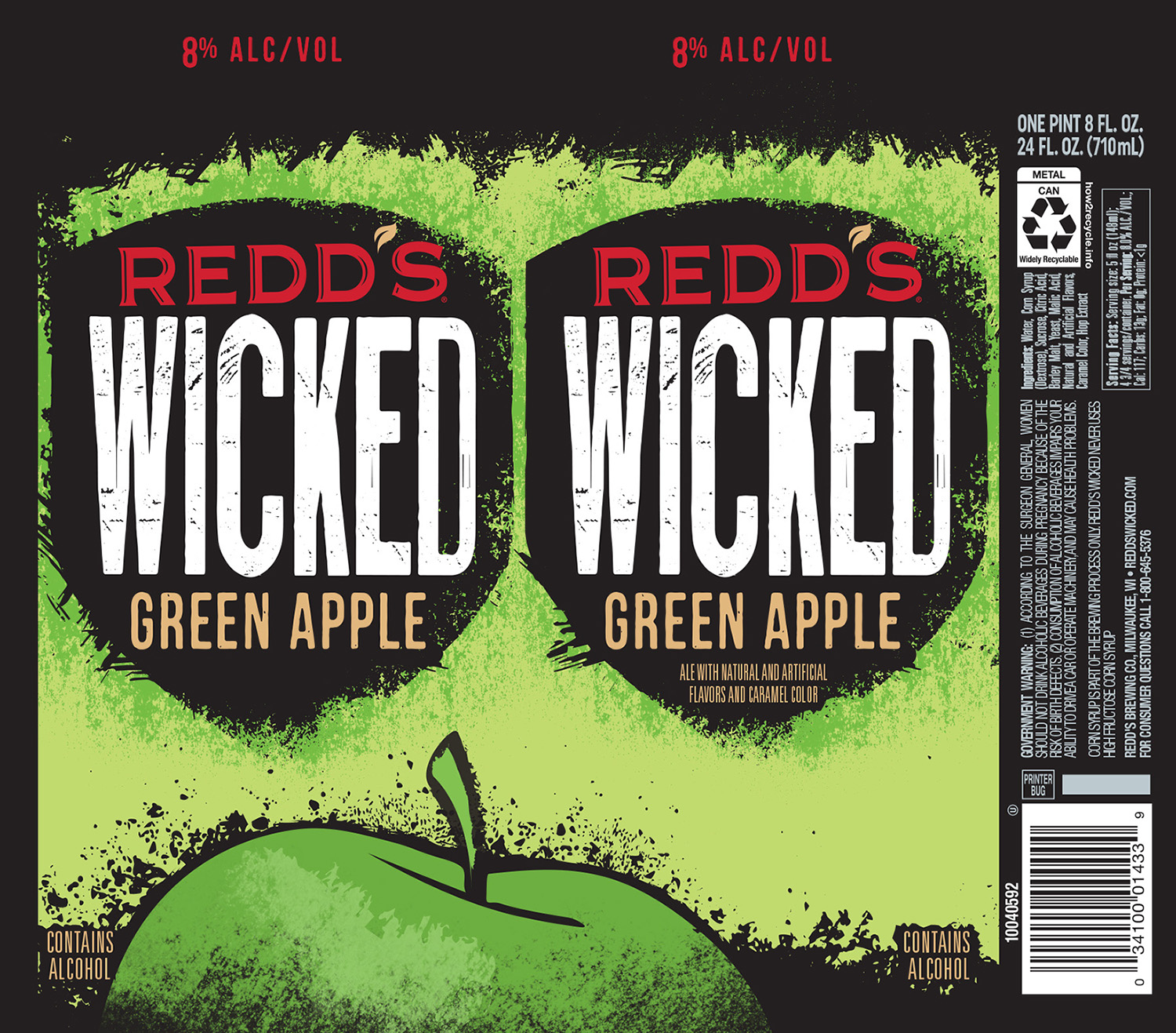 TABC label artwork for Redd's Wicked Green Apple