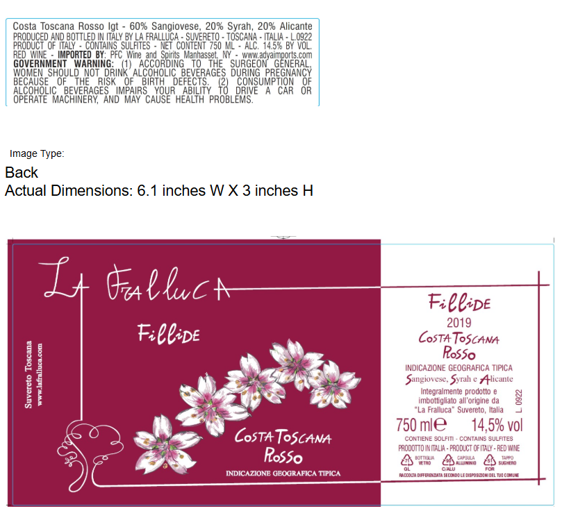 TABC label artwork for LA FRALLUCA FILLIDE