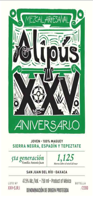 TABC label artwork for Alipus Aniversario Mezcal FB