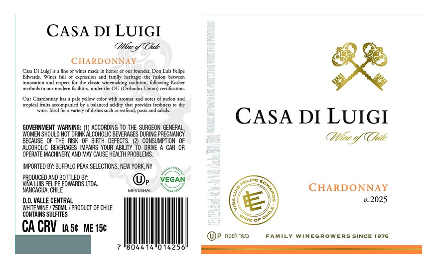 TABC label artwork for Casa di Luigi Chardonnay
