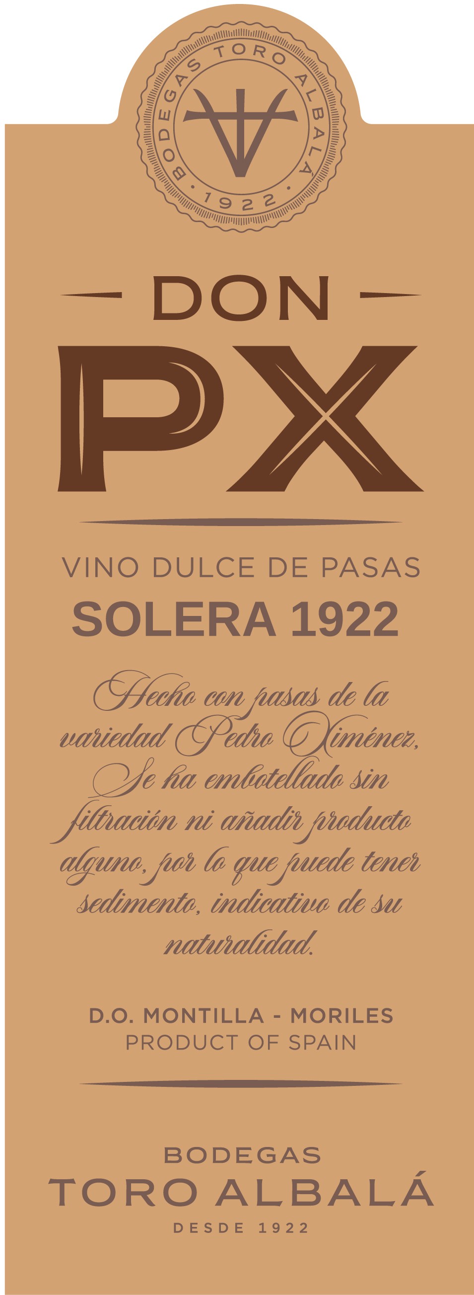 TABC label artwork for Bodegas Toro Albala Don PX Solera
