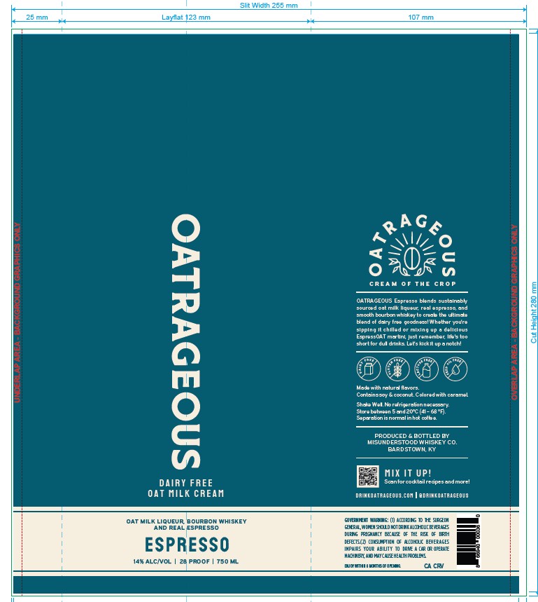 TABC label artwork for Oatrageous Espresso Oat Milk Liqueur