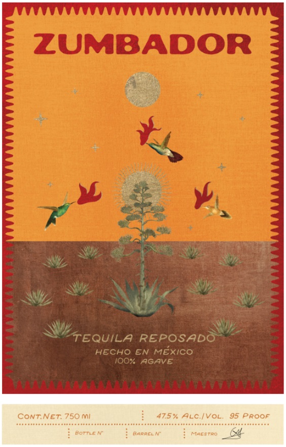 TABC label artwork for Zumbador Tequila Reposado