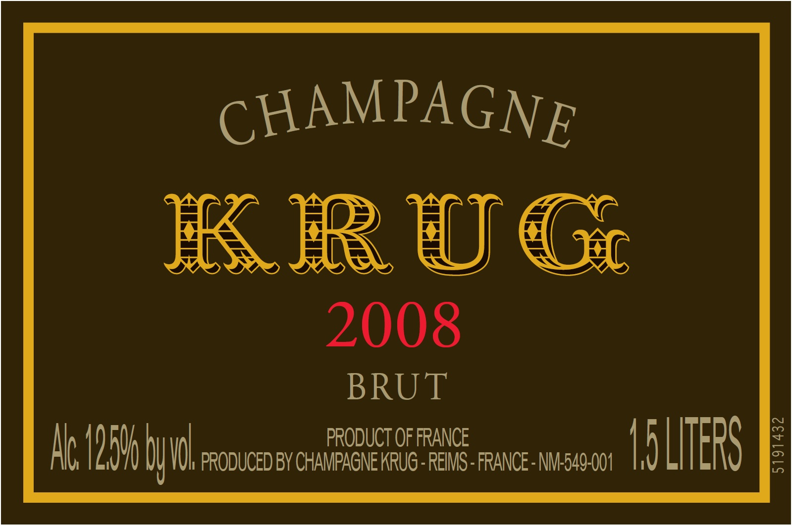 TABC label artwork for KRUG BRUT VINTAGE 2008