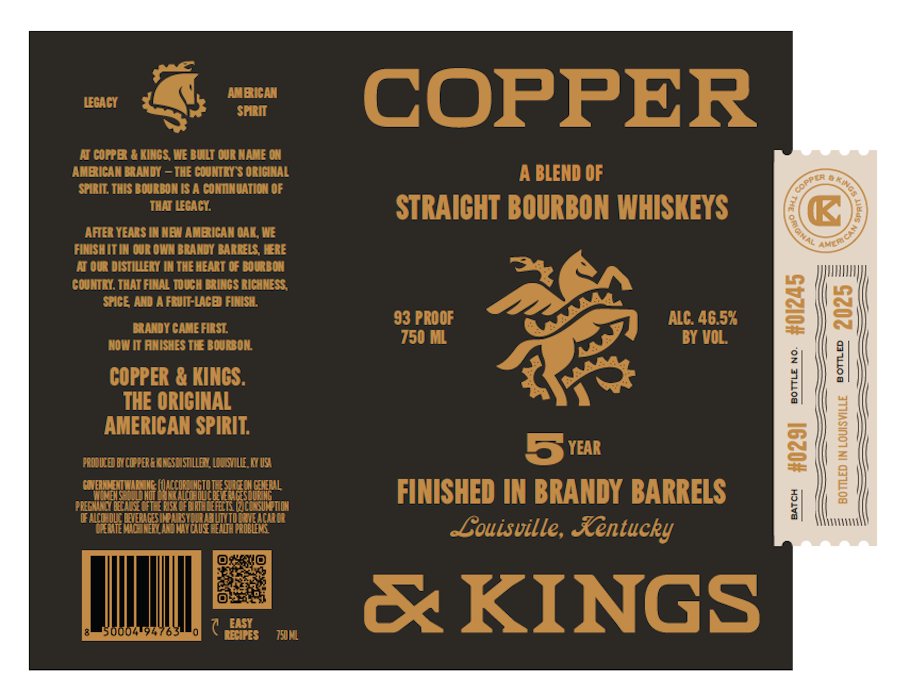 TABC label artwork for Copper & Kings A Blend Of Straight Bourbon Whiskeys 5 Year